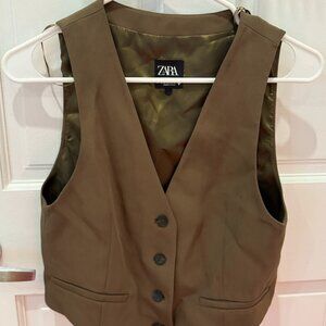 Zara olive green cropped vest